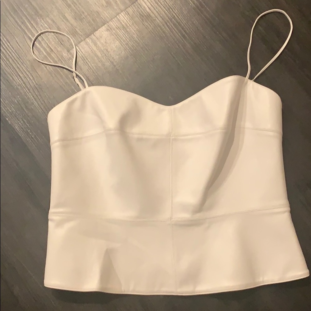Soft white leather crop bustiers style.